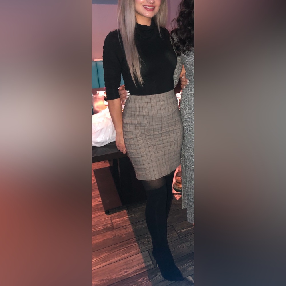 Dynamite - Plaid Pencil Skirt - Gray